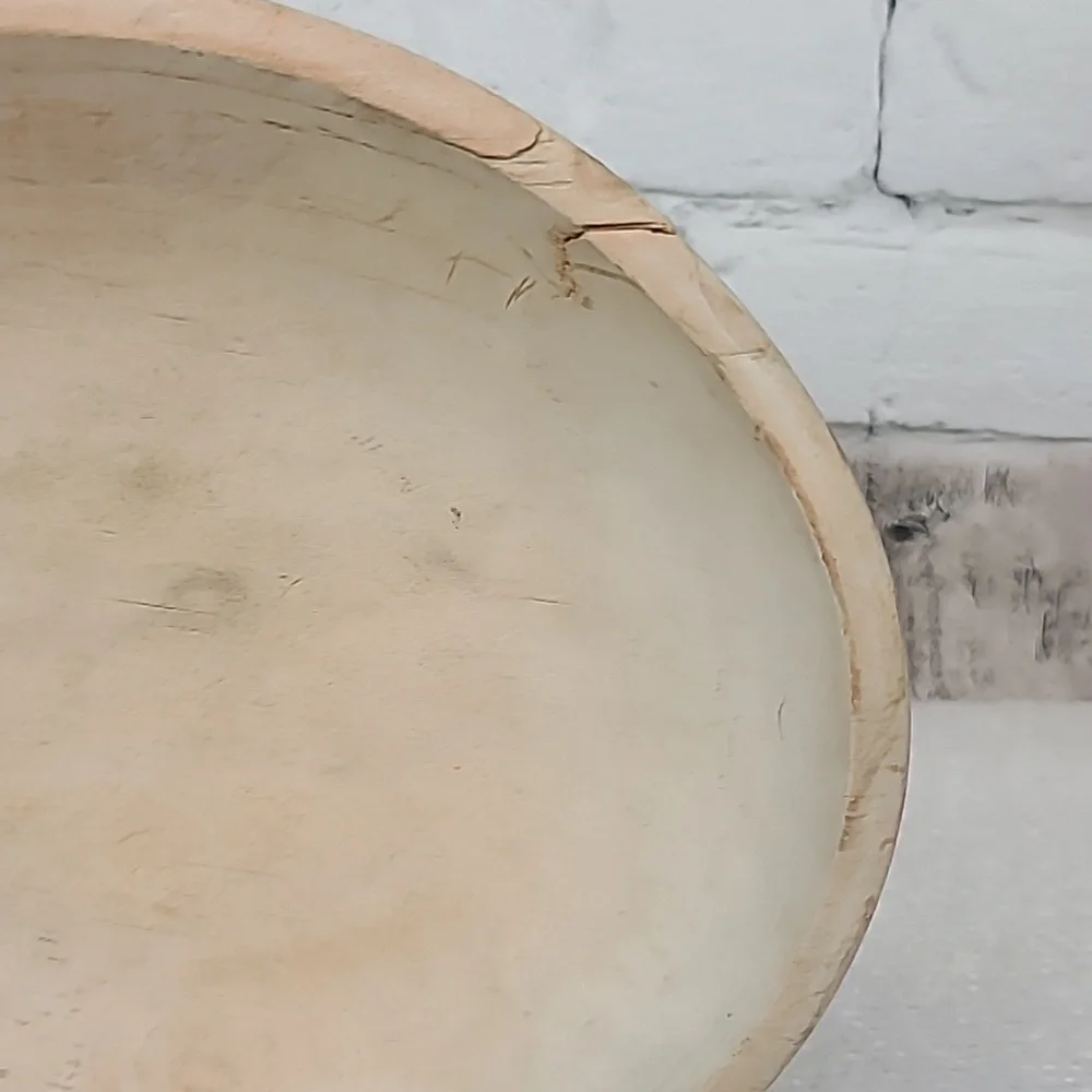 Vintage Farmhouse Mid Century Modern Wooden Large Hand Carved Dough/Salad Bowl